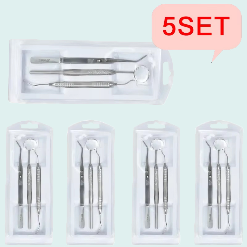 Dental Mirror Probe - 5set Dental Mirror Tweezers Probe Kit