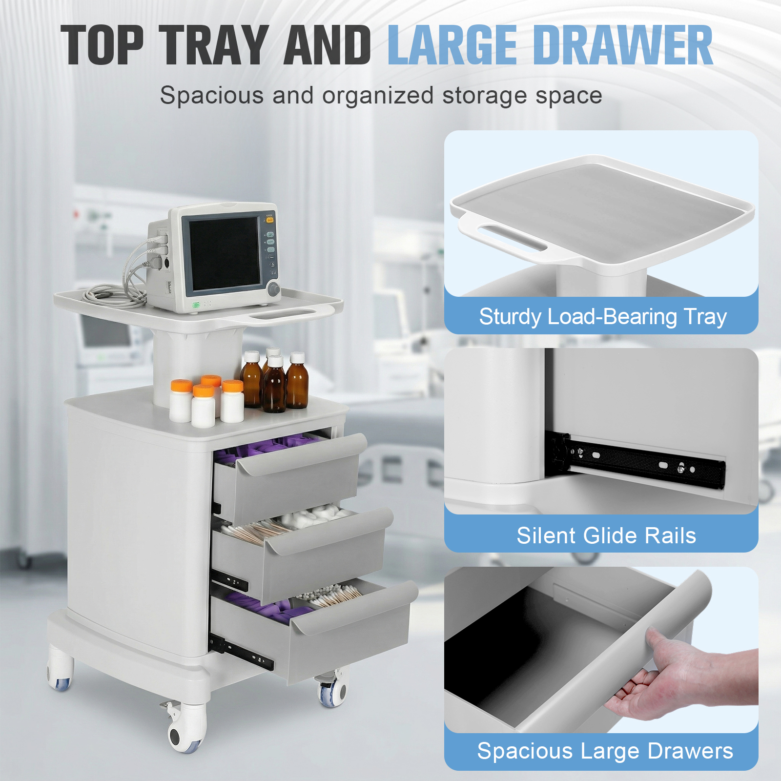Medical Storage Cart with 3 Dr - Medical Lab Officer recensie en prijs